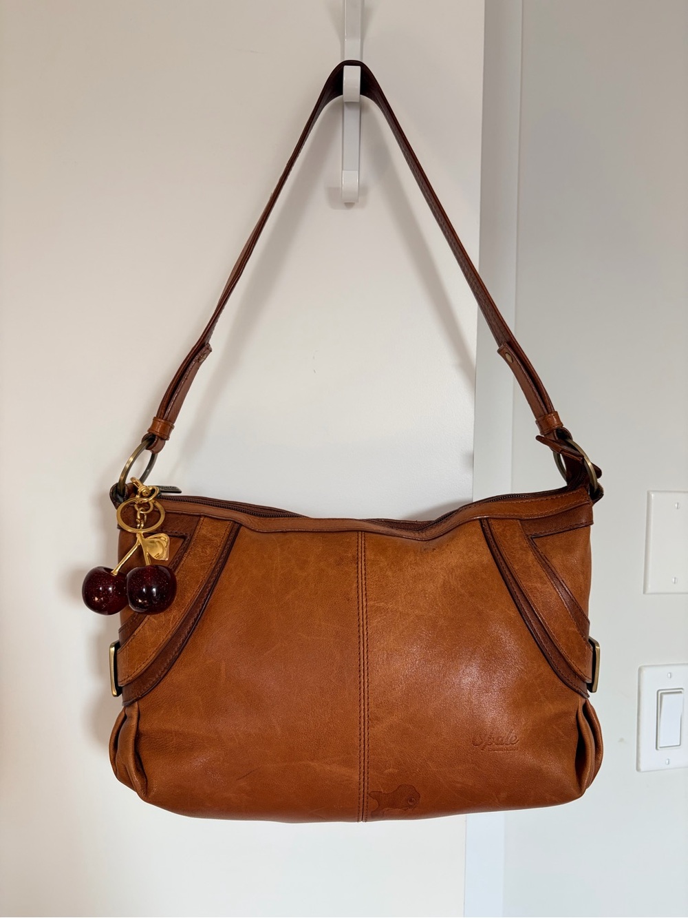 🤎 Vintage Italian Leather Opale Shoulder Bag Cognac Brown Y2K Boho Quiet Luxury